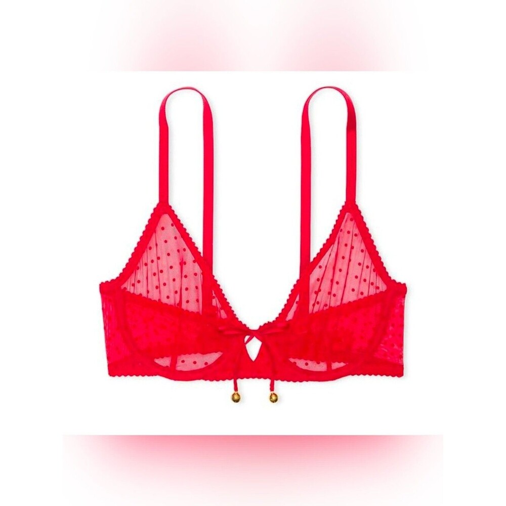 Victoria's Secret | Very Sexy Jingle Bells Mesh Unlined Demi Bra 32B In Lipstick
